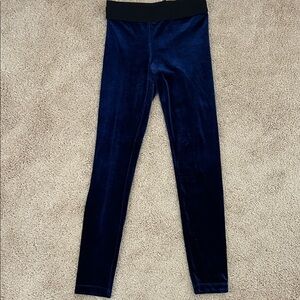 Blue Velvet BCBGMaxazria Leggings with Black Elastic Waistband